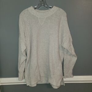 Aerie Oversized Cozy Gray Ribbed Top